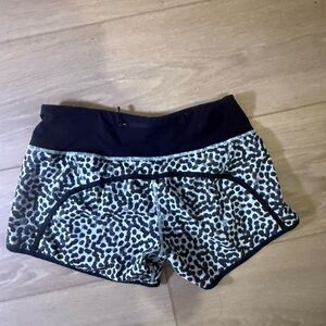 Lululemon Athletica Black and Blue Leopard Patterned Shorts